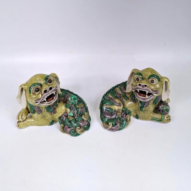 Pair of Late 19th Century Porcelain Chinese Foo Dog Figurines For Sale - Image 13 of 13