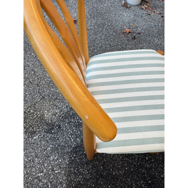 Set of 4 Late 20th Century Postmodern Light Oak Dining Chairs With Upholstered Seats For Sale - Image 11 of 12