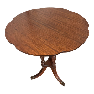 Late 19th Century Mersman Mahogany Pie Crust Side Table With 3 Columnar Legs and Claw Feet