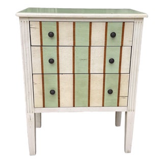Small Green Stripe 3 Drawer Chest For Sale