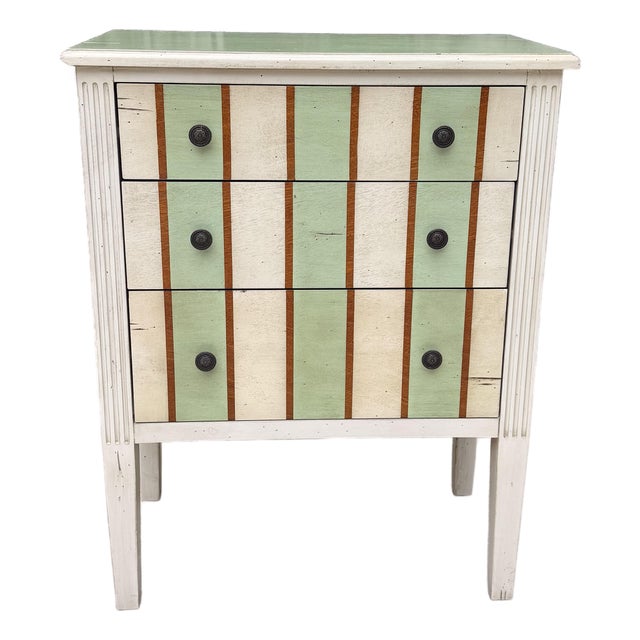 Small Green Stripe 3 Drawer Chest For Sale