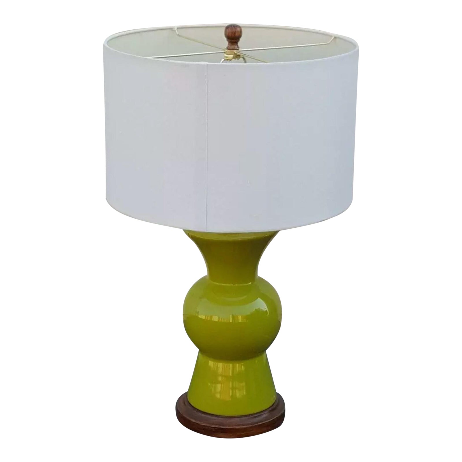 1970s Mid-Century Modern Lime Green Table Lamp With Shade ...