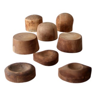 Collection of 8 Early 20th Century Wooden Millinery Hat Blocks For Sale
