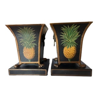 Tole Cachepots With Pineapple Motif For Sale