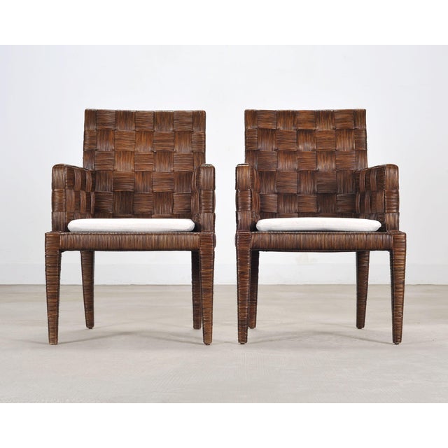 Late 20th Century Set of Four John Hutton for Donghia Block Island Cane Armchairs For Sale - Image 5 of 18