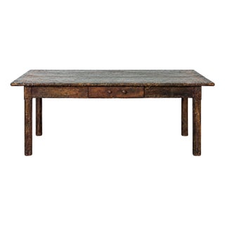 18th Century Italian Rustic Farmhouse Table With Geometric Inlaid Top For Sale