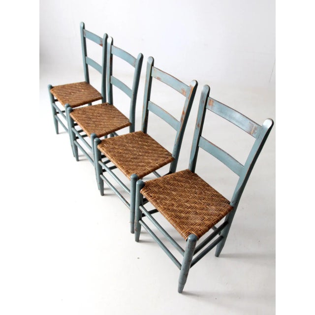 Antique Woven Seat Chairs Set of 4 For Sale - Image 4 of 11