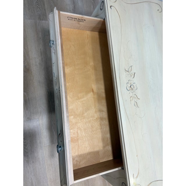 Wood Ethan Allen Vintage Hand-Painted Distressed Chest of Drawers (Dresser) For Sale - Image 7 of 8