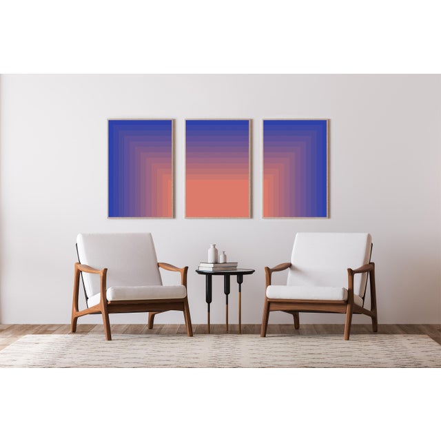 2026, Abstract Geometric, Bauhaus Triptych, Striped Sunrise, Limited Edition Giclée Print on Watercolor Paper by Cyd Fontaine For Sale In Miami - Image 6 of 11