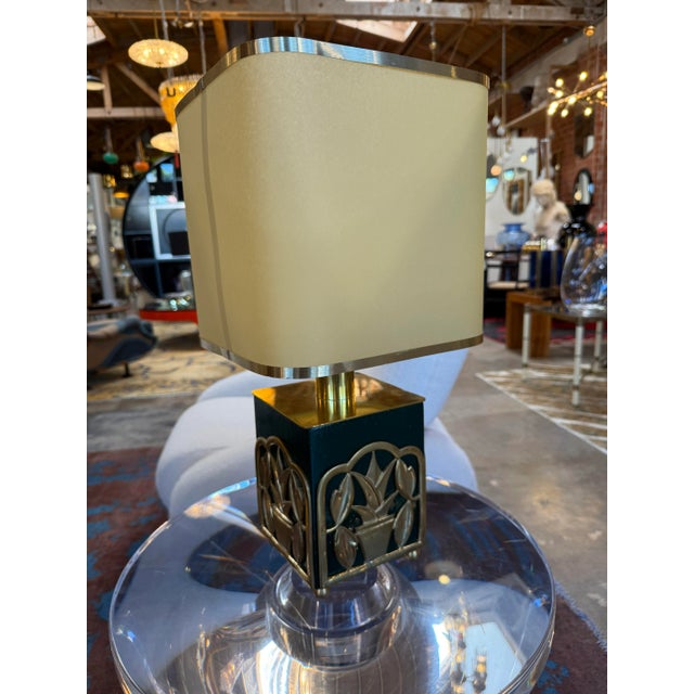 Green Lacquered Table Lamps With Botanical Motif, 1970s For Sale In Los Angeles - Image 6 of 7