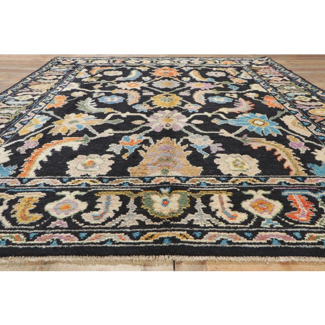 Black Colorful Vintage Black Oushak Rug, 9'5 X 12'8 For Sale - Image 8 of 10