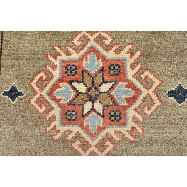 Brown Kazak Runner 2’9” X 7’10” Brown Wool Tribal Hand-Knotted Oriental Rug For Sale - Image 8 of 12