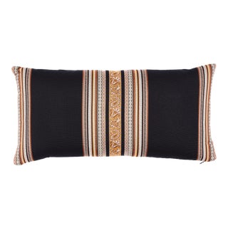 Schumacher Markova Stripe Pillow in Black For Sale
