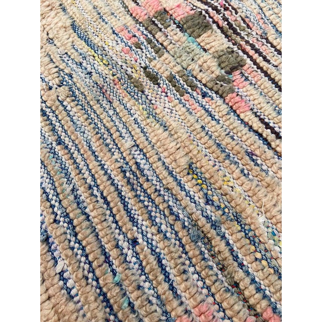 Textile 1970s Orange Pink Moroccan Vintage Rug-4′1″ × 9′10″ For Sale - Image 7 of 9