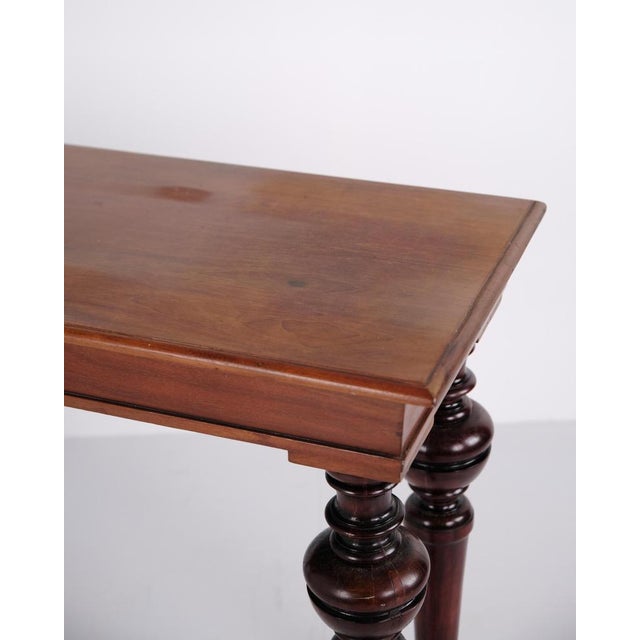 Wall or Console Table in Mahogany with Carved Round Legs, 1880s For Sale - Image 4 of 10