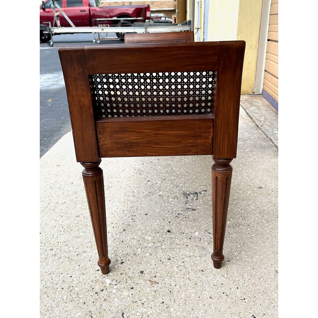 Early 21st Century Neo Classical Bench With Caned Arms - 43" Long X 13.75" Deep - For Sale - Image 5 of 10