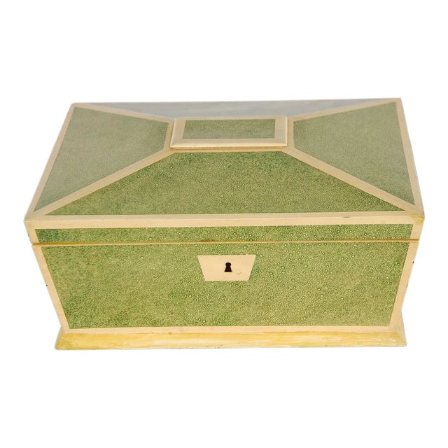 19th C. English Hand Painted Faux Shagreen Box For Sale