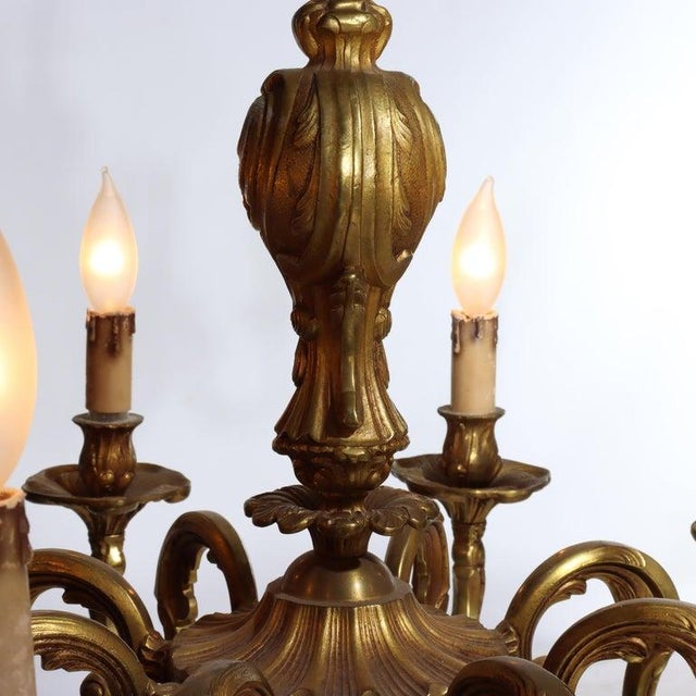 1900 - 1909 Antique French Louis XIV Gilt Bronze 8 Light Chandelier C1900 For Sale - Image 5 of 10