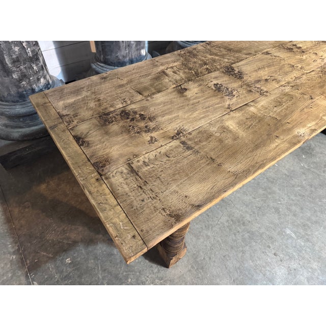 Larger Oak Farmhouse Dining Table, 1925 For Sale - Image 3 of 16