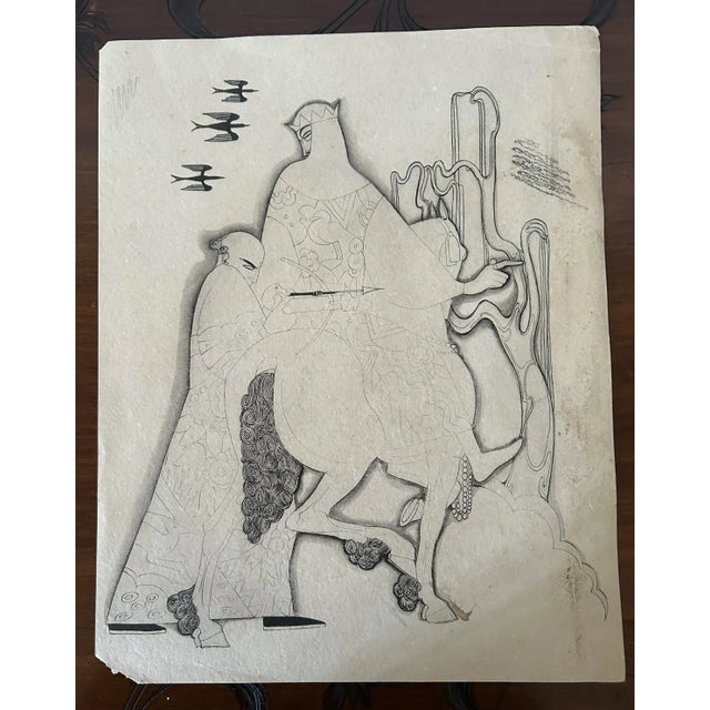 Art Nouveau illustrator, France, late 19th-early 20th century Black ink drawing on paper. Dimensions: - sheet: height 35.2...