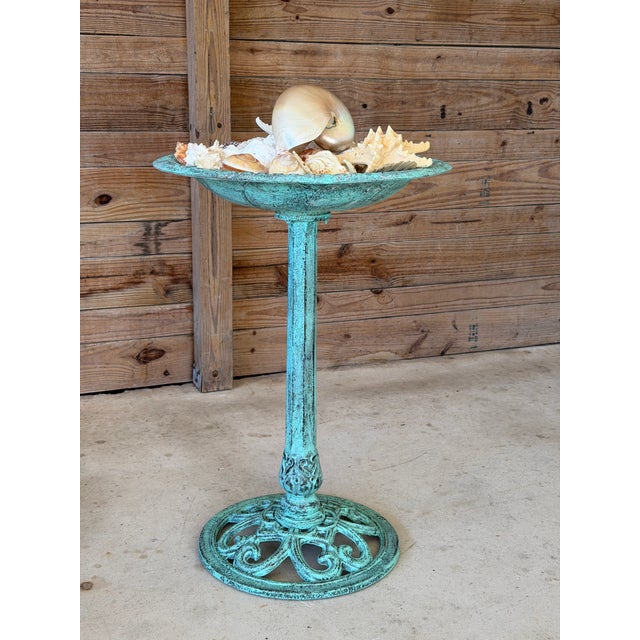 Vintage Cast Iron Garden Tazza or Pedestal Centerpiece With Verdigris Finish For Sale - Image 11 of 12