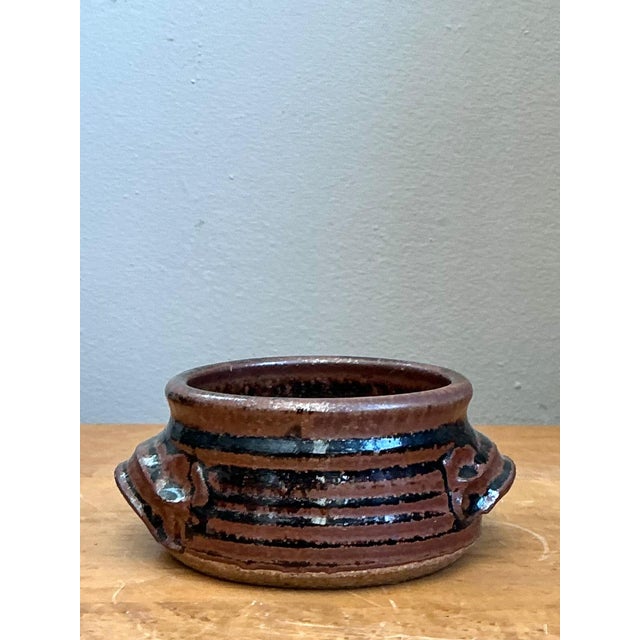 Late 20th Century Vintage Striped Ceramic Pottery Bowl For Sale - Image 5 of 11