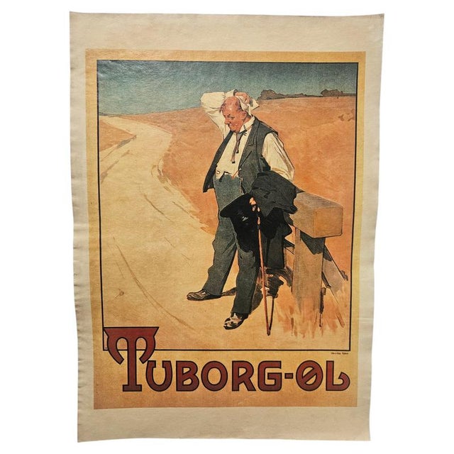 Paper Art Deco Tuborg Beer Advertising Poster, Denmark, 1940s For Sale - Image 7 of 7