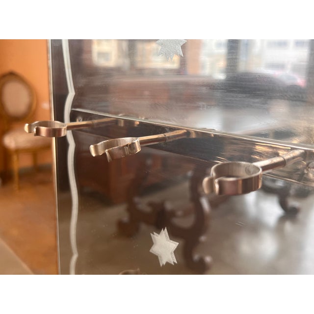 Mid-Century Modern Spanish Walnut Wood and Mirror Bar Cabinet, 1940s For Sale - Image 10 of 11