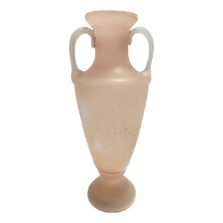 Peach Pink and White Scavo Glass Amphora Vase from Seguso, 1960s For Sale