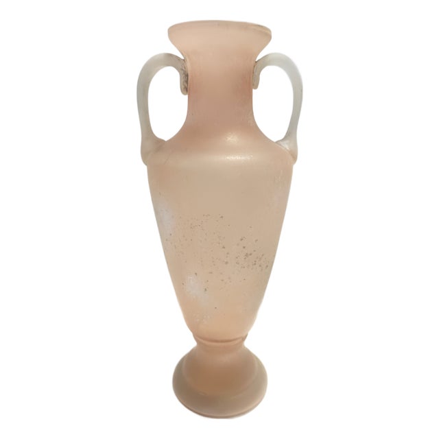 Peach Pink and White Scavo Glass Amphora Vase from Seguso, 1960s For Sale