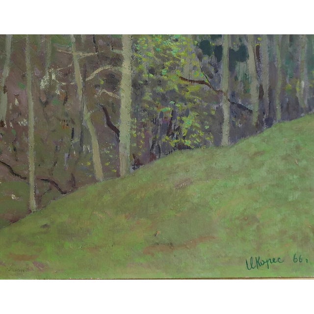 1960s Impressionism Forest Oil Painting, Ukrainian Art, 1966 46,5-60 For Sale - Image 6 of 6