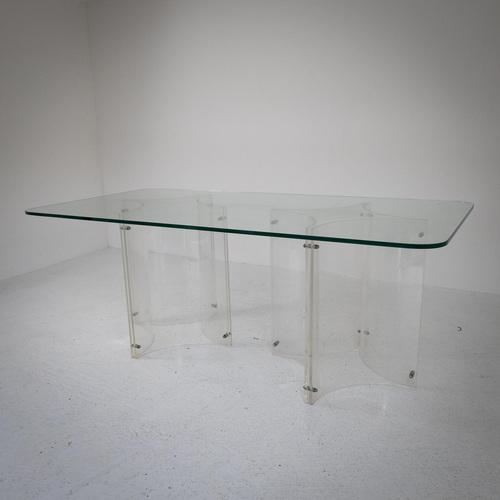 Glass and Acrylic Glass Dining Table by Roberto Monsani For Sale - Image 3 of 12