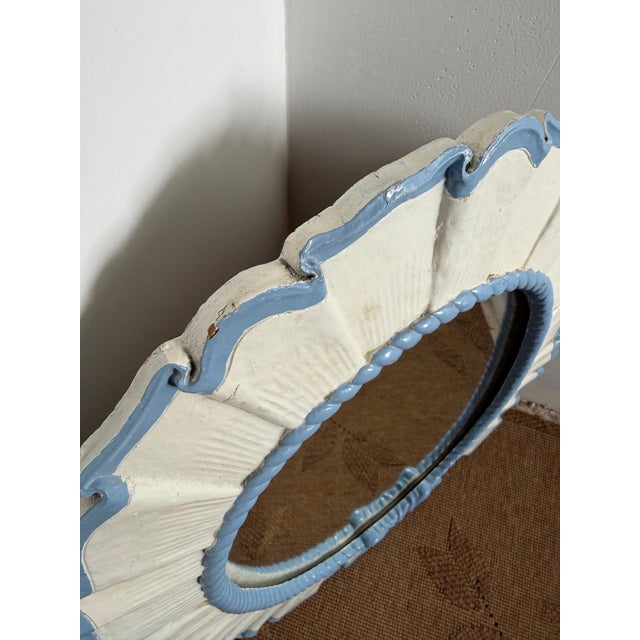 Vintage Painted Ruffled Oval Mirror With Bow For Sale - Image 4 of 10