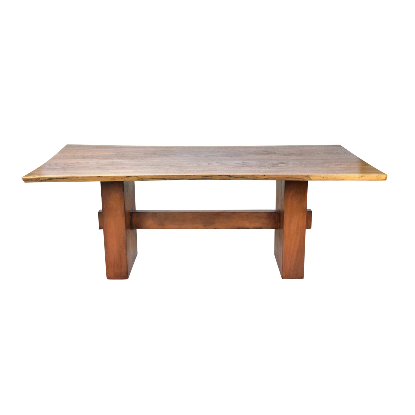 1990s Rustic Walnut Live Edge Slab Dining Table Chairish