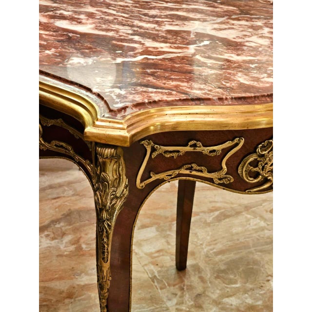 French French Accent Table With Multicolor Marble Top and Ornate Bronze Details For Sale - Image 3 of 5