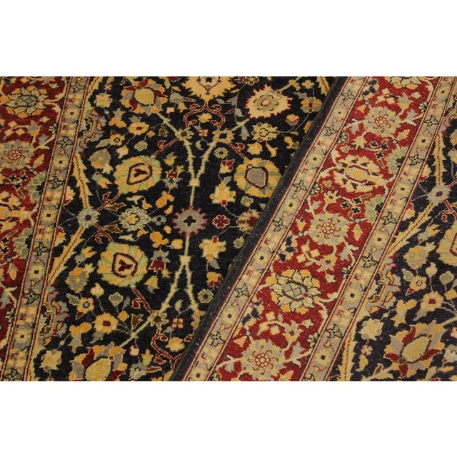 Textile 1980s Shabby Chic Blue/Red Turkish Hand-Knotted Rug -4'1 X 6'1 For Sale - Image 7 of 8