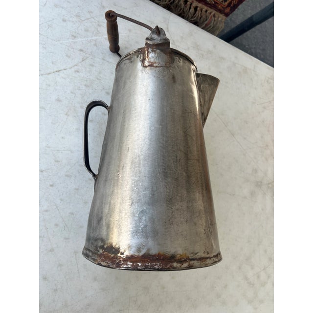 Antique Hand Made Large Metal Coffee Pot/ Pitcher For Sale - Image 4 of 11