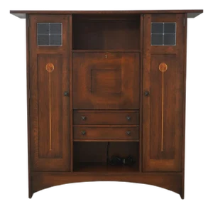 Stickley Mission Oak Harvey Ellis Inlaid Fall Front Bookcase