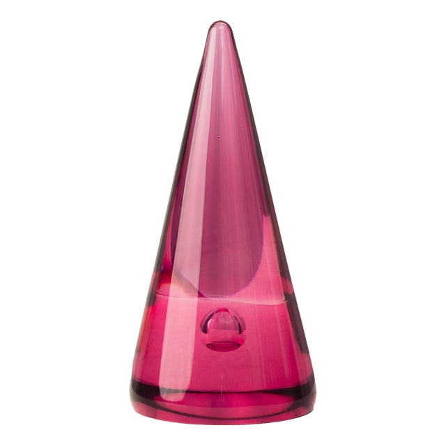 Pink Murano Glass Cone with Internal Drop at the Bottom from Alfredo Barbini, 1950s For Sale