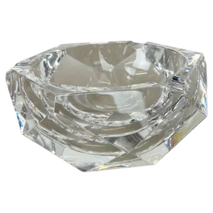 Heavy Crystal Diamond Glass Ashtray from Val Saint Lambert, Belgium, 1970s