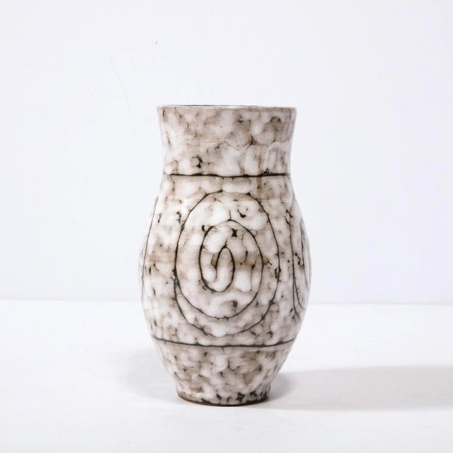 Mid-Century Modernist White and Earth Toned Ceramic Vase With Coiled Motif For Sale In New York - Image 6 of 13