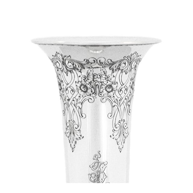 We are delighted to offer you this sterling silver trumpet vase manufactured by the Baltimore Silver Company. It is lovely...