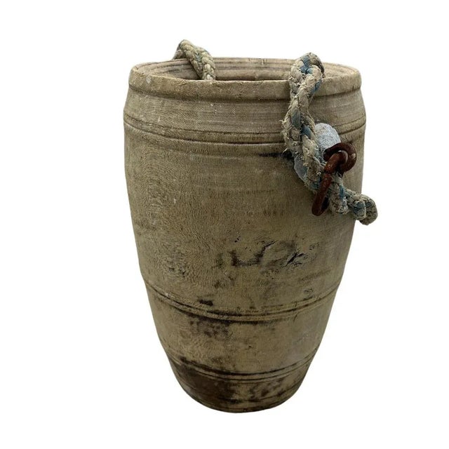 Farmhouse Vintage Indian Wood Vessel For Sale - Image 3 of 5