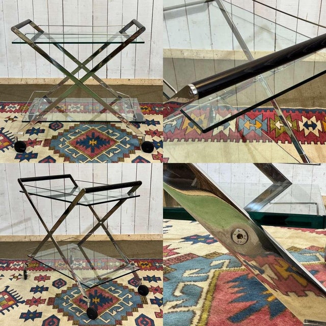 Clear Glass Serving Cart, 1990s For Sale - Image 3 of 16