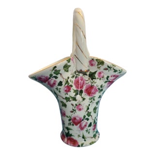 Baum Bros Formalities Pink Roses Chintz Basket For Sale