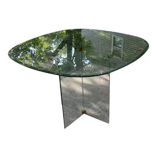Vintage Glass Dining Table With Brass Connecters, Attributed to Pace Collection For Sale