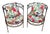 Vintage Wrought Iron Chairs with Tropical Pattern Cushions, 1970s, Set of 2 For Sale