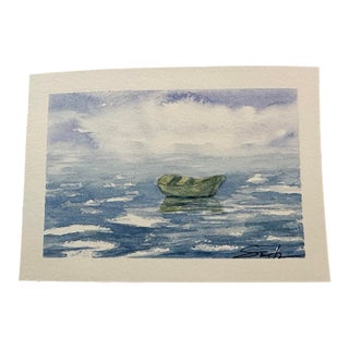 “Solitary Skiff” Original Watercolor by Nancy Smith For Sale