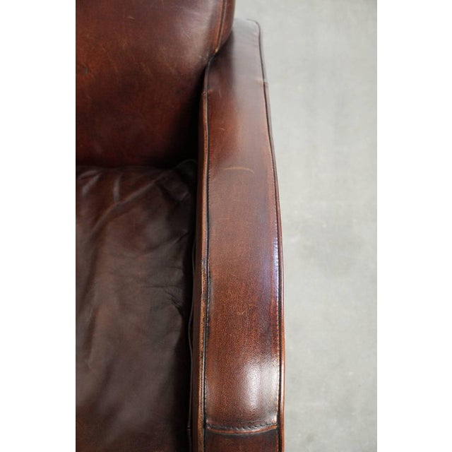 Dark Cognac-Colored Sheepskin Armchairs, Set of 2 For Sale - Image 9 of 16