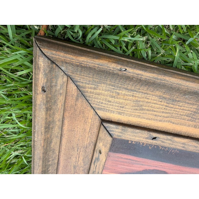 Brown Vintage Original Trompe-L’Oeil Western Still Life Oil Painting in Rustic Wood Frame For Sale - Image 8 of 12